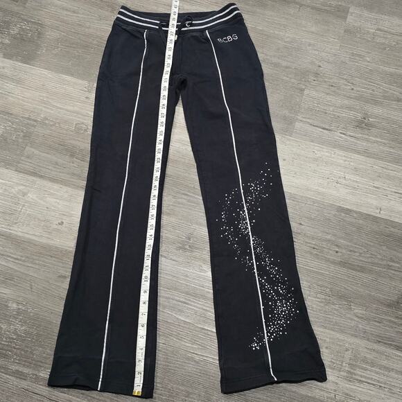 BCBG Maxazria Black & Silver Rhinestone Embellished Elastic Waist Pocket Pants - Picture 5 of 6